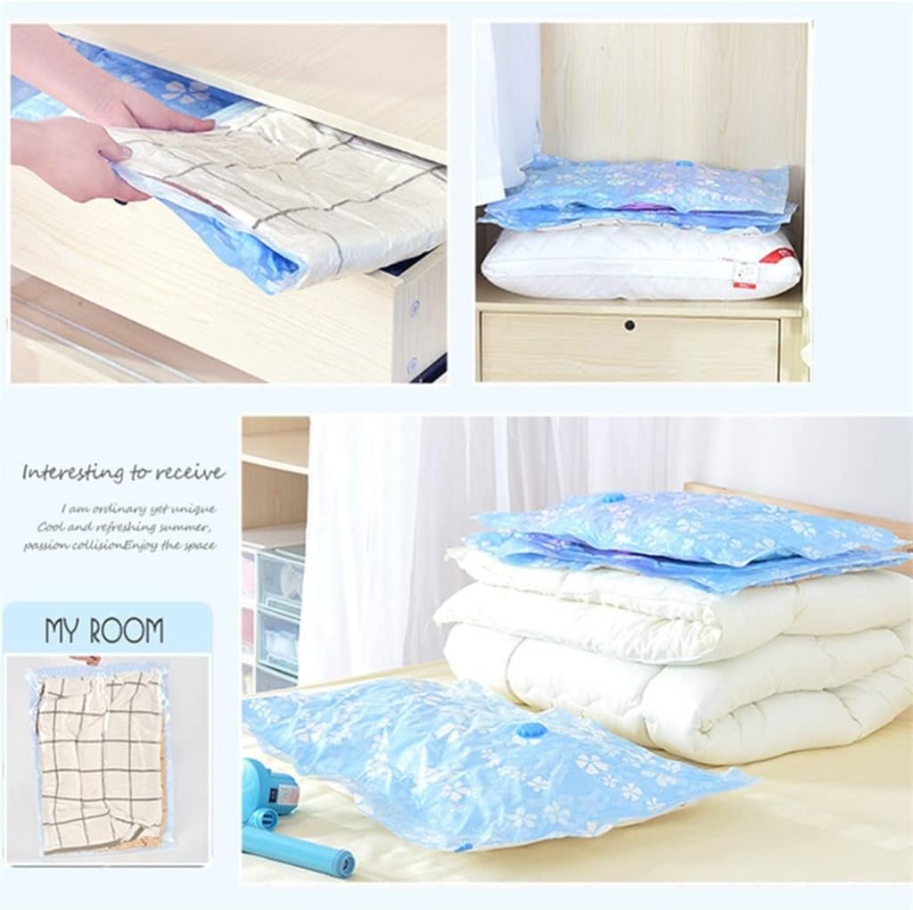 Thickened Vacuum Storage Bag for Cloth Compressed Bags with Hand Pump Reusable Blanket Clothes Quilt Organizer Travel(80x60cm 7pcs)