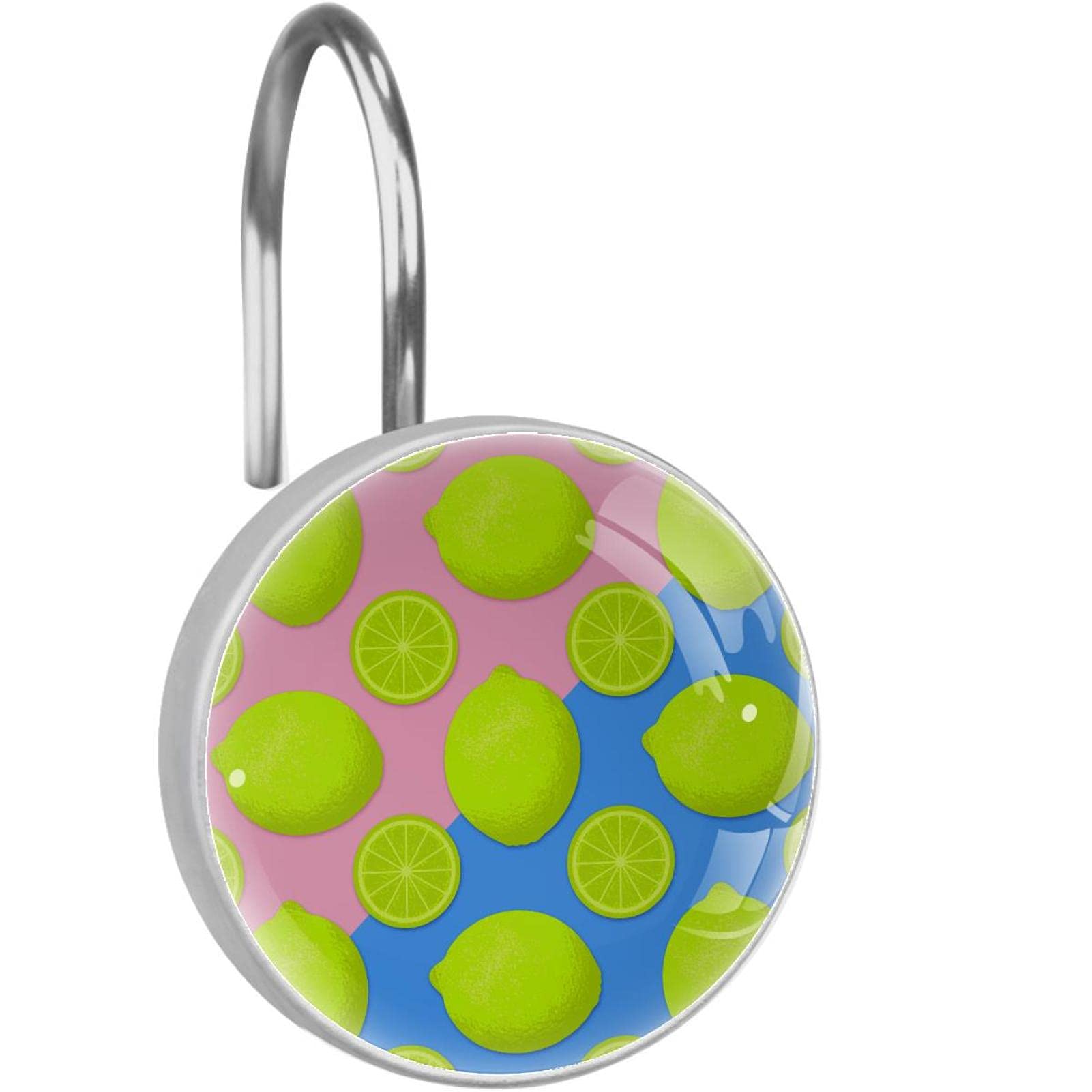 Crochets pour rideau de douche inox anti-rouille et glisse fluide motif citron