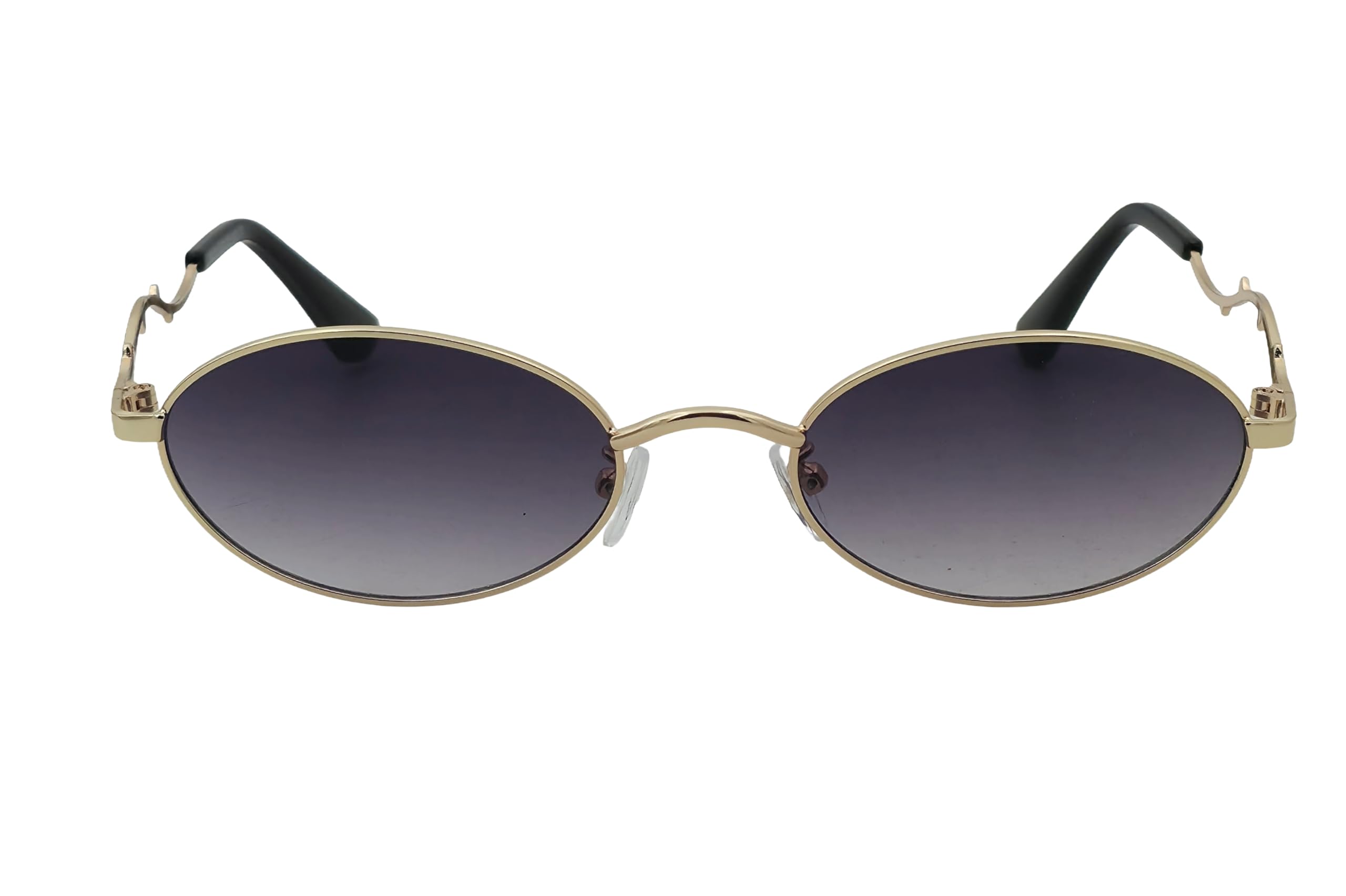 prasu Ovel Sunglasses, Gold Metal Frame, Gradient Dark Lenses, Retro Style-picture-29
