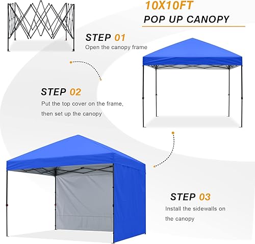 Miniatura 4 de COOSHADE Tienda de campaña desplegable de 10 x 10 pies, para festivales al aire libre, para eventos y eventos, tienda de manualidades, con 2 paredes
