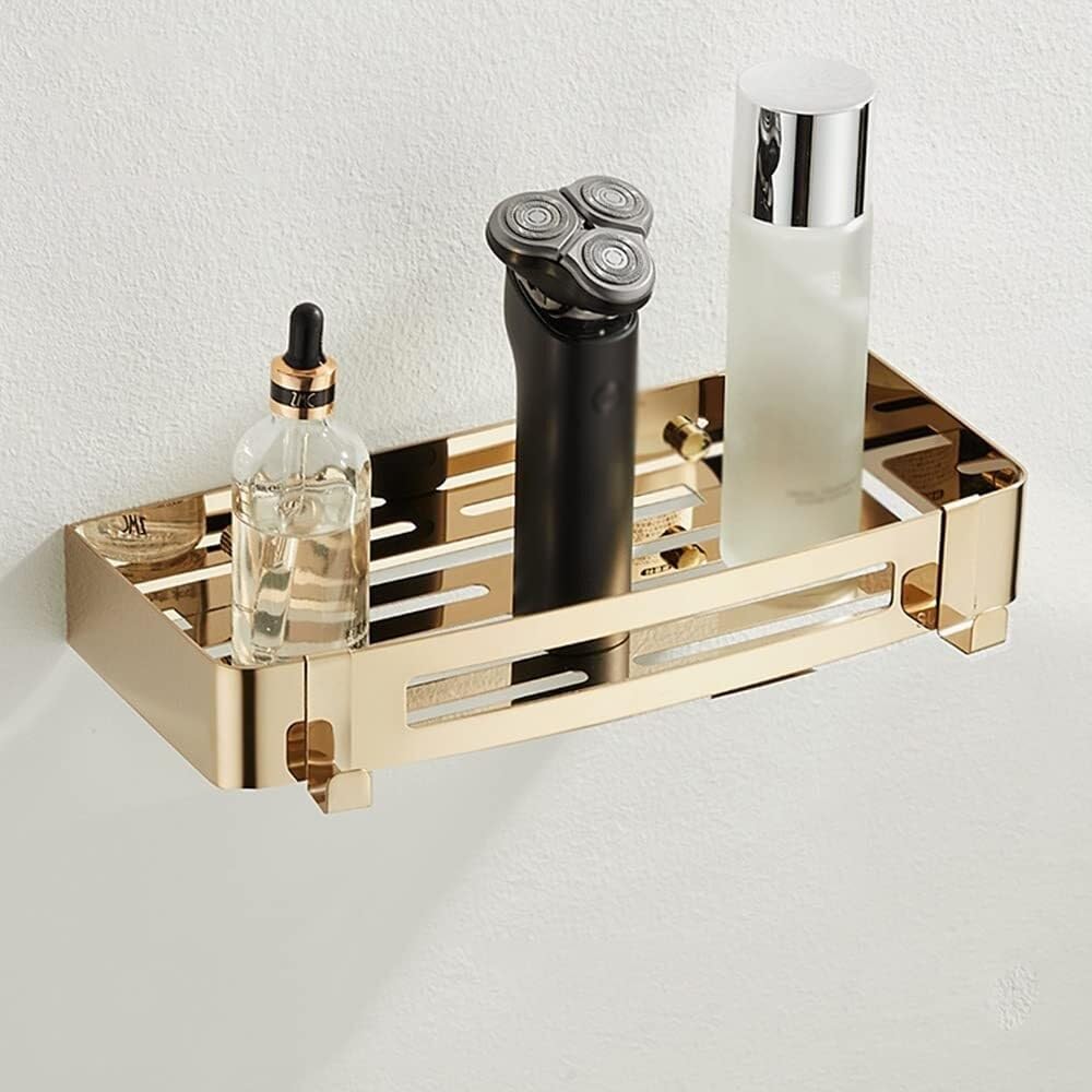 WDSOPK Wall-Mounted Corner Shower, Gold 1-Tier, Ideal For Shampoo & Shower Gel, Includes Hooks, Perfect For Kitchen Bottles & Condiments.,Gold 1 Layer (Gold 1 Layer)