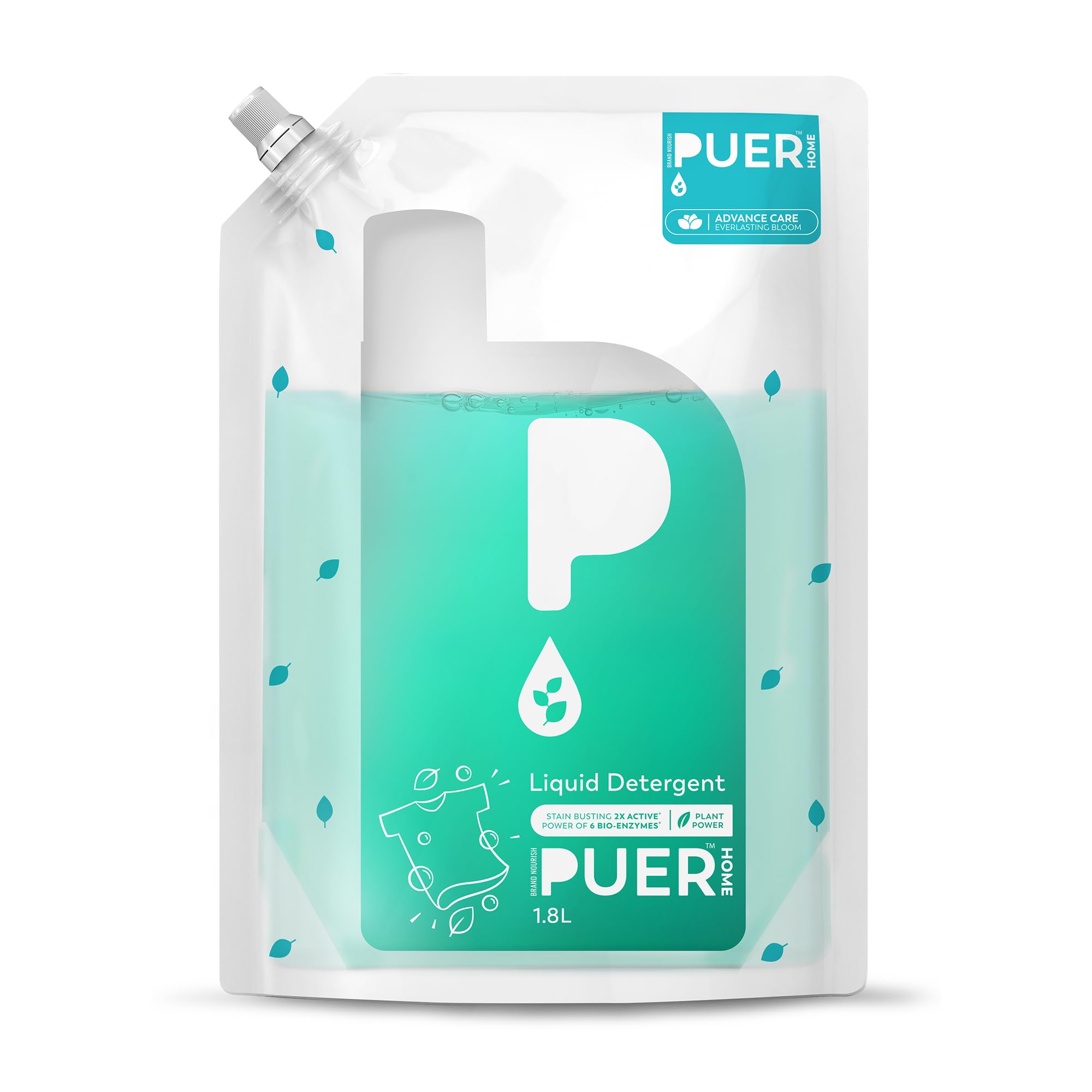 PUER Natural Liquid Detergent, Advance Care, 1800ml | Everlasting Bloom | LABSA & BLEACH FREE| Eco-friendly & Non-Toxic| Tough On Stains & Odour, Smel...