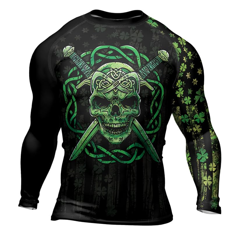 St Patrick's Day BJJ Rash Guard for Men - Long Sleeve Workout Compression Shirts MMA Jiu Jitsu Grappling2