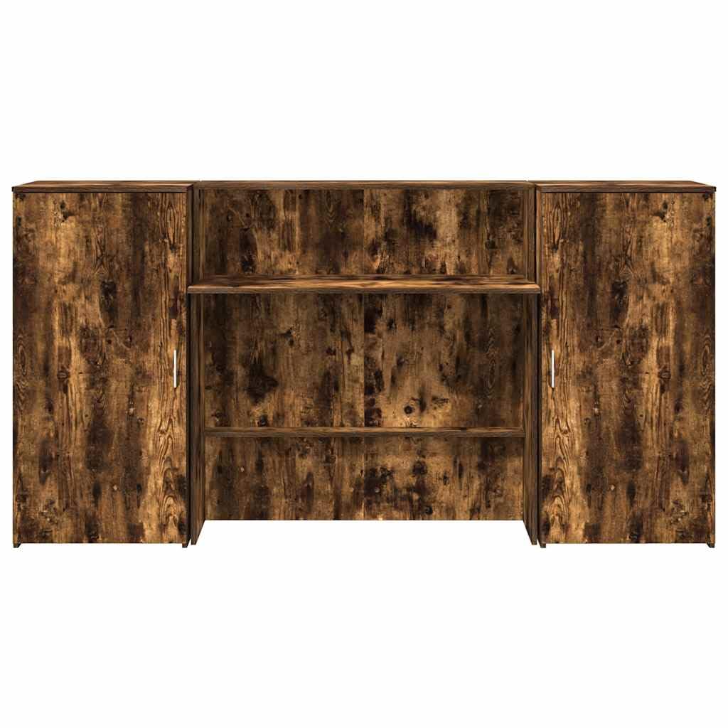 Banco di reception per affumicatura, 200 x 50 x 103,5 cm, robusto materiale in legno per ufficio e casa, scrivania versatile con spazio di archiviazione