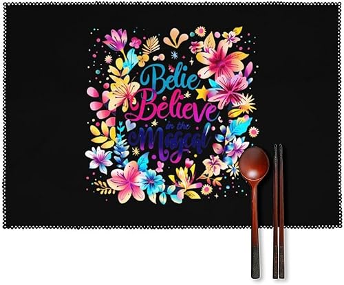Magic Magical Graphic Placemats Set of 6 Resistant Table Mats Washable Place Mats for Dinner Party Table Decoration