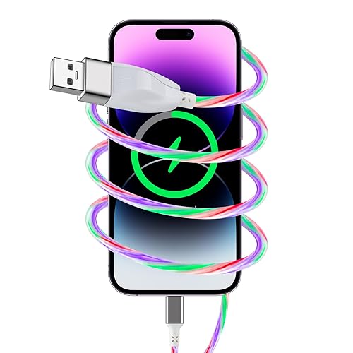 Aolcev Cable de carga para iPhone, cable de carga rápida que brilla intensamente, cable de carga de velocidad de transferencia de 480 Mbps