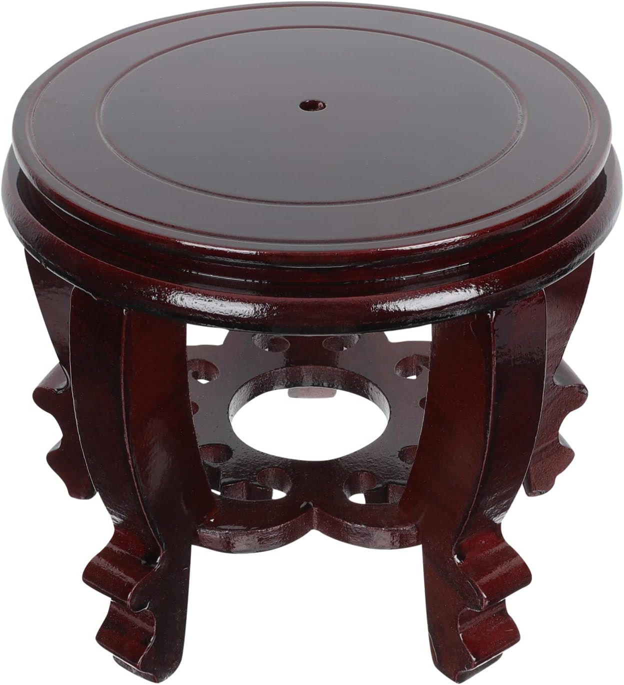 Yardwe Vintage Wooden Vase Stand Oriental Fishbowl Display Stand Wood Planter Base for Home Decoration
