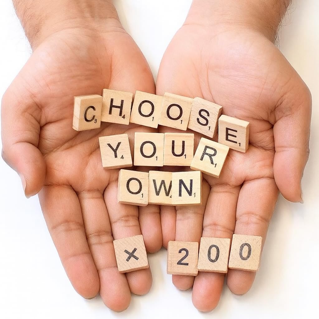 Choose Your Own Wooden Letter Tiles – Custom Alphabet Craft Pieces for Scrapbooking, Wall Art & Board Games, Pick and Mix (200)