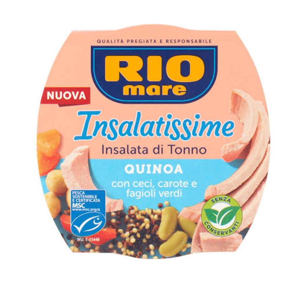 Rio Mare Insalatissime, Insalata di Tonno con Quinoa, Ceci, Carote e Fagioli Verdi, 160g, Confezione da 6