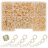 GMMA Gold Jump Rings for Jewelry Making1400 Pcs 6 Sizes/Box Jump Rings with 1Pcs Jump Ring Open/Close Tool for Keychains Necklace Repair and DIY Jewelry(KC Gold)