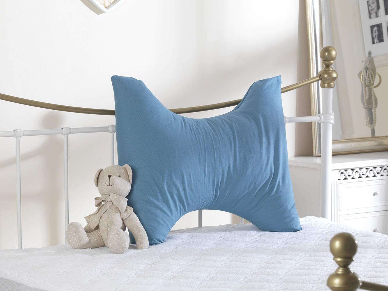 Lancashire Textiles Aqua Pillowcase Butterfly, Cervical Shaped Orthopaedic Pillow Only