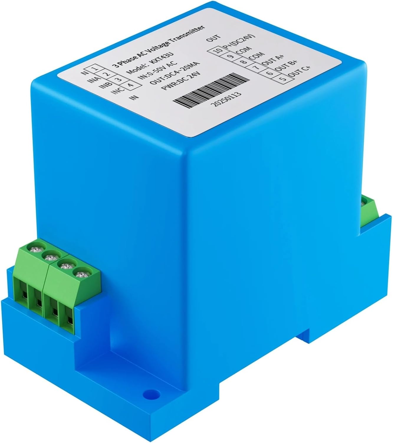 AC Voltage Sensor Transmitter 1-5V Output 3P4W Voltage Transducer Transmitter DC24V(Input AC 0-465V)