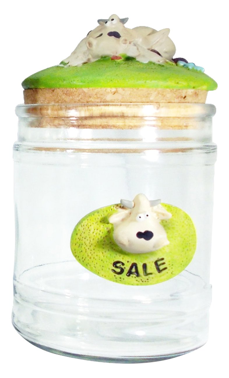 Paolo Chiari Clear Cow Alice Tin Coffee, Glass/Marmoresina/Cork, Multicoloured, 10 x 10 x 17 cm, Pack of 2