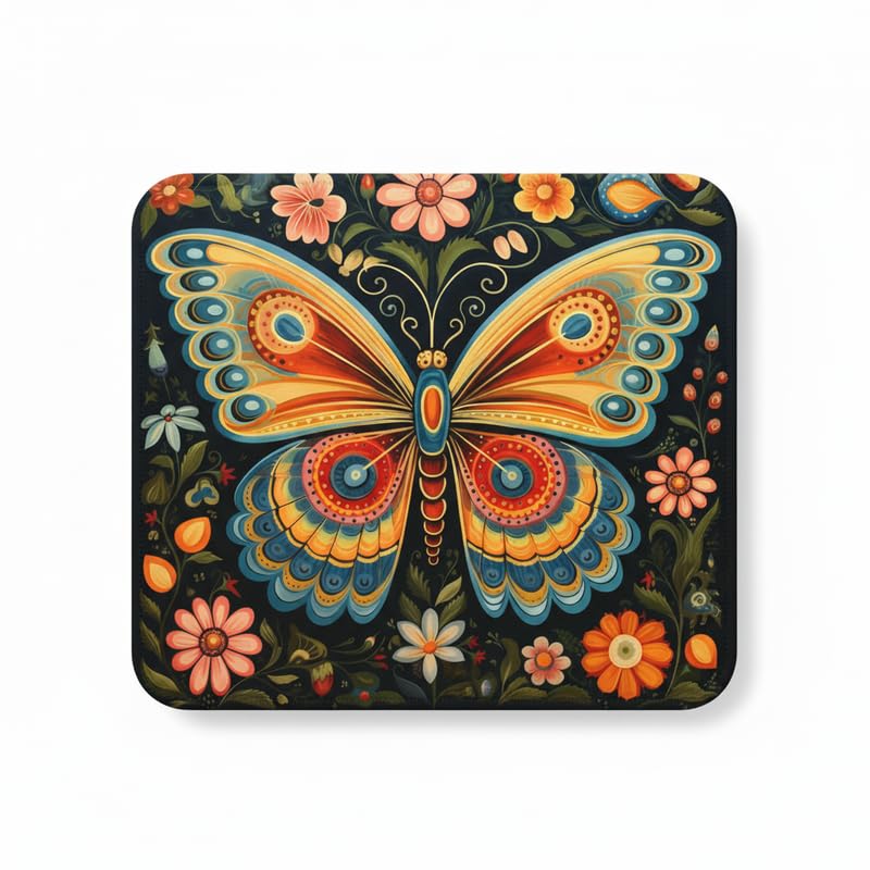 Image of Shivor Butterful Neon Mouse Mat | Large Gaming Desk Mat for Office Work Study Home | Smooth Precision Control Surface | Non Slip Rubber Base Stability | Durable Reinforced Stitched Edges