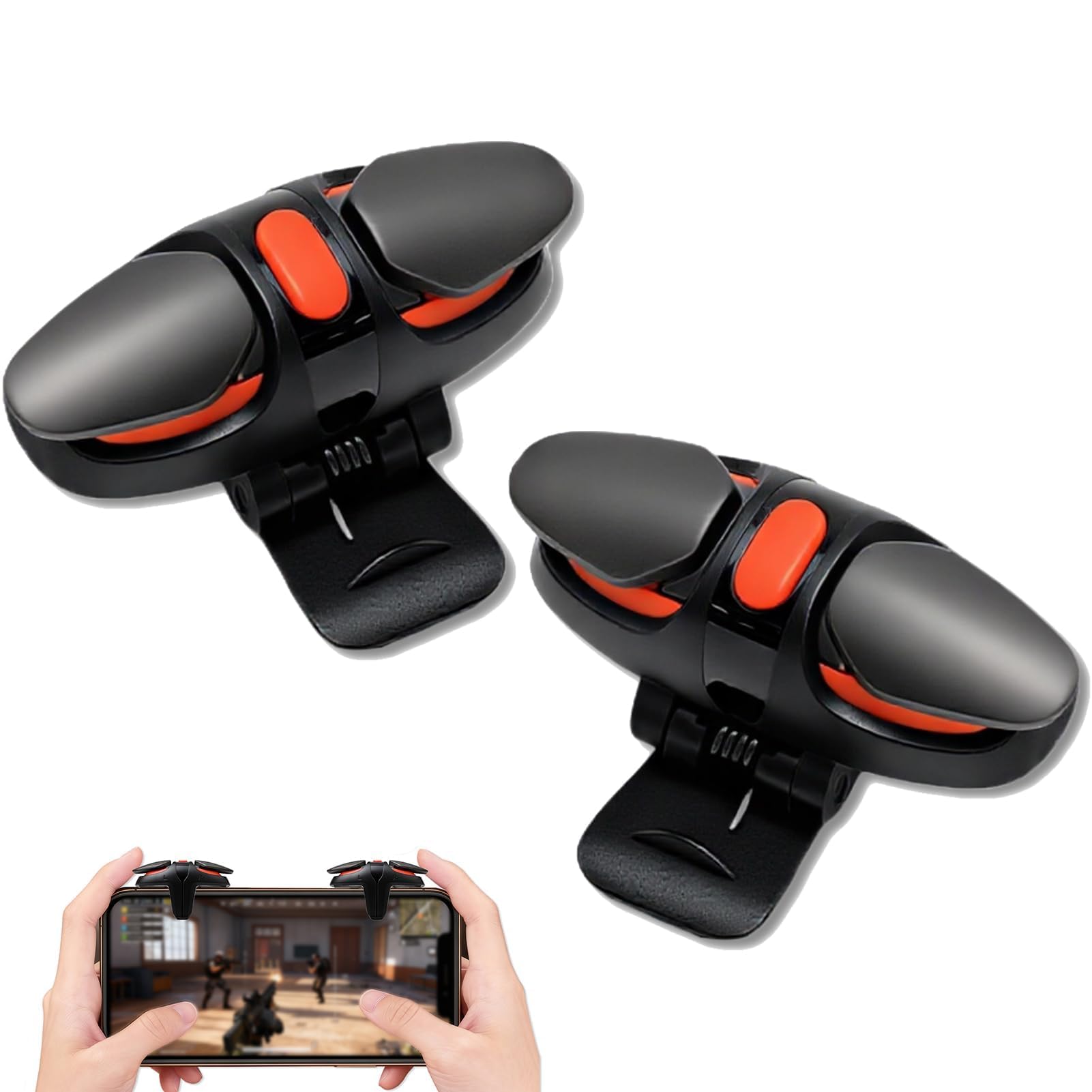 xruc Mando Móvil Trigger para PUBG, Gatillos L1/R1 para Móvil de 4 Dedos | Mando Gaming con Gatillos L1/R1 y Joystick de Alta Sensibilidad, Compatible con PUBG y Call of Duty, para iPhone Android
