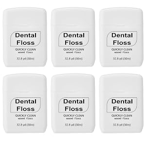 Baderke 6 Pack Mini Dental Floss Travel Pack 30 M Each Waxed Glide Floss Oral Care for Family