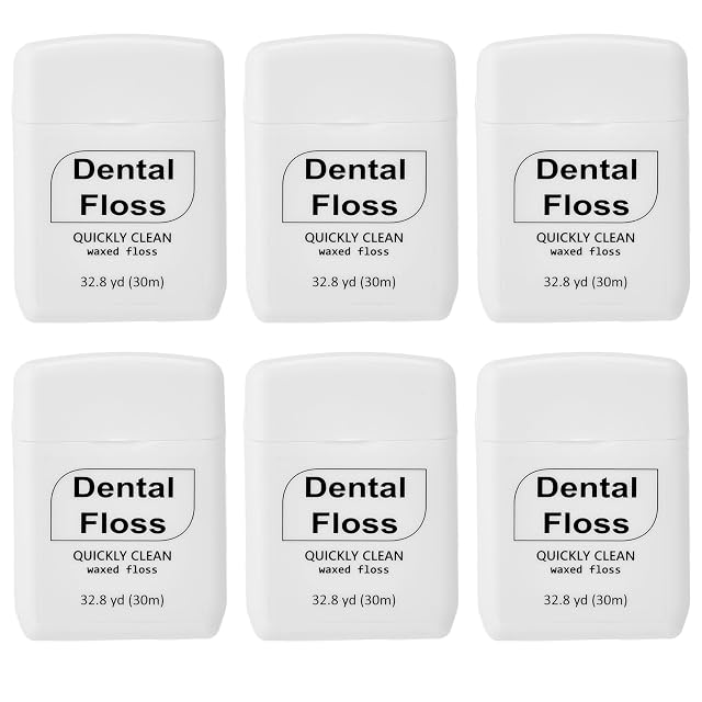 Baderke 6 Pack Mini Dental Floss Travel Pack 30 M Each Waxed Glide Floss Oral Care for Family