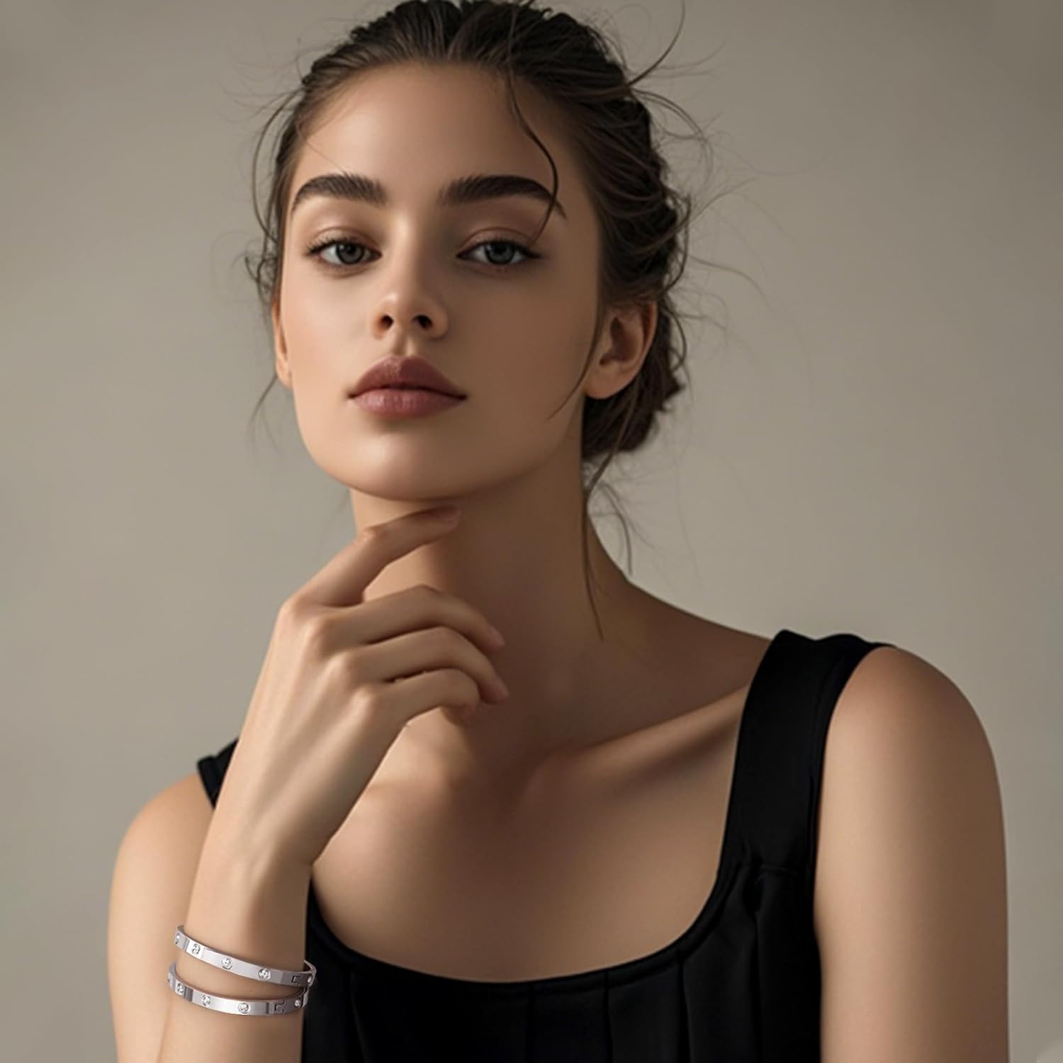 2Pcs 18K Gold-Plated Love Bangle Bracelets set for Women, Stainless Steel Cubic Zirconia Bangle Crystal Friendship Jewelry, Easter Wedding Birthday Gifts for Girlfriend, Wife, Monther - Image 3