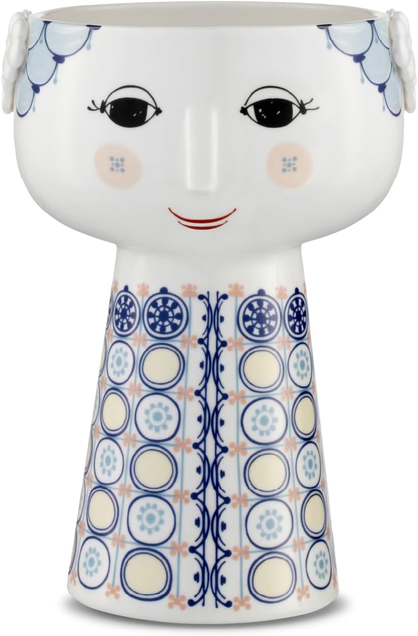 Bjorn Wiinblad Eva Vase, Dark Blue, 7.3" H x 4.9" D, Gift Box Included