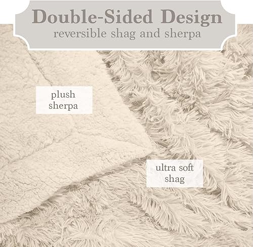 Miniatura 3 de The Connecticut Home Company - Manta reversible de felpa suave y sherpa, tamaño individual de 80 x 60 pulgadas, manta gruesa y cálida para cama,