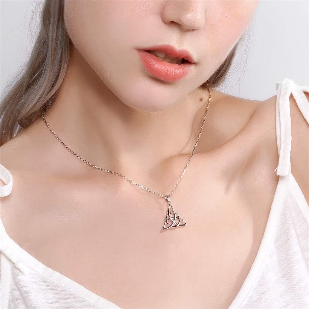 ChicSilver Collar Celta Mujer Plata de Ley 925 Colgante Trinidad Triqueta Irlanda de Amor Eterno Joyería Irlandesa de Amuleto