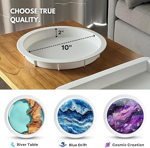 Miniatura 4 de Molde de silicona de resina redonda de alta calidad de 10 x 2 pulgadas (unidad individual), duradero, reutilizable y no requiere sello para