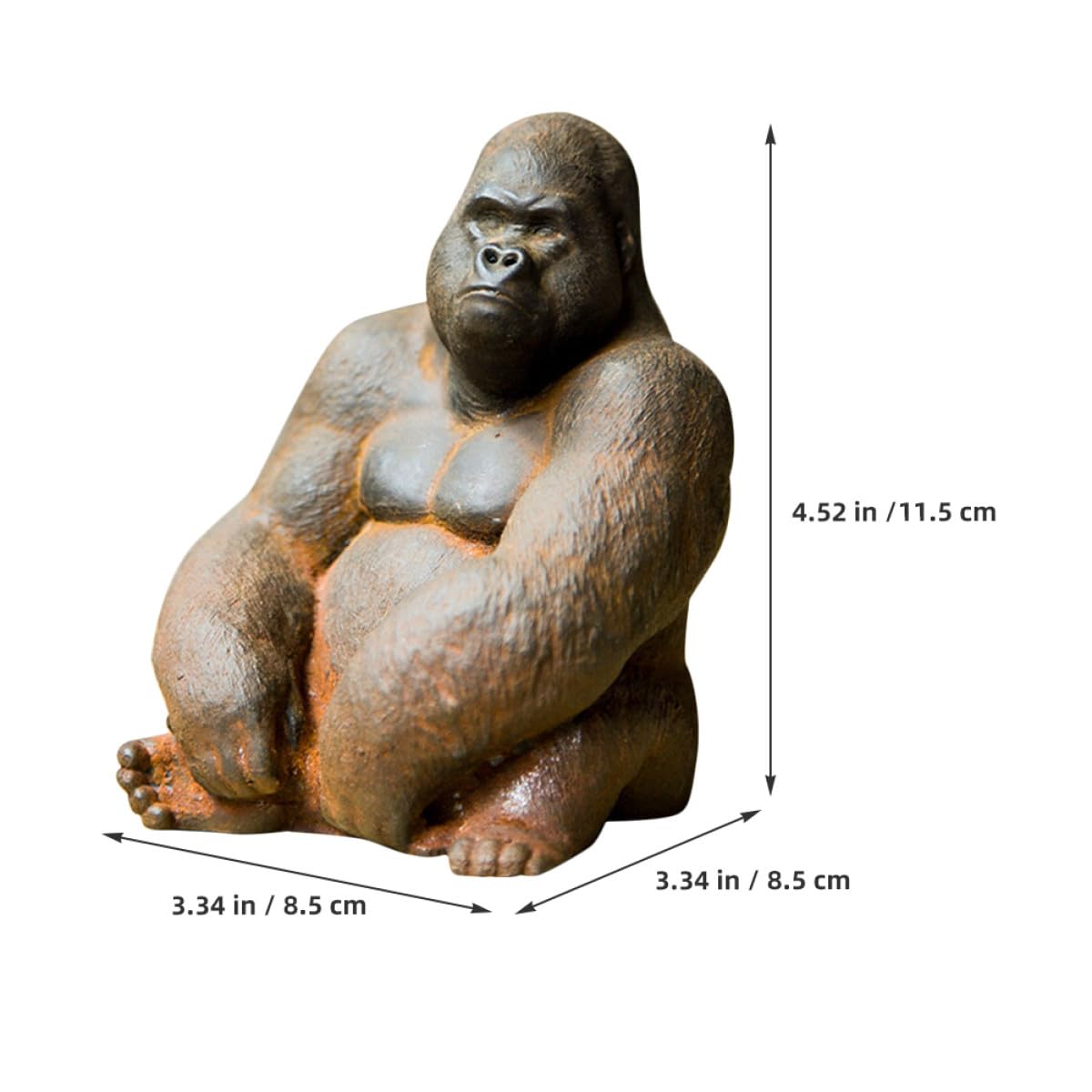 NUOBESTY Eiserne Miniatur Gorilla Statue Vintage Tierfigur aus Robustem Eisen Kreative Deko für Wohnzimmer Büro und Sammler Stabile Tischskulptur mit Rustikalem Charme