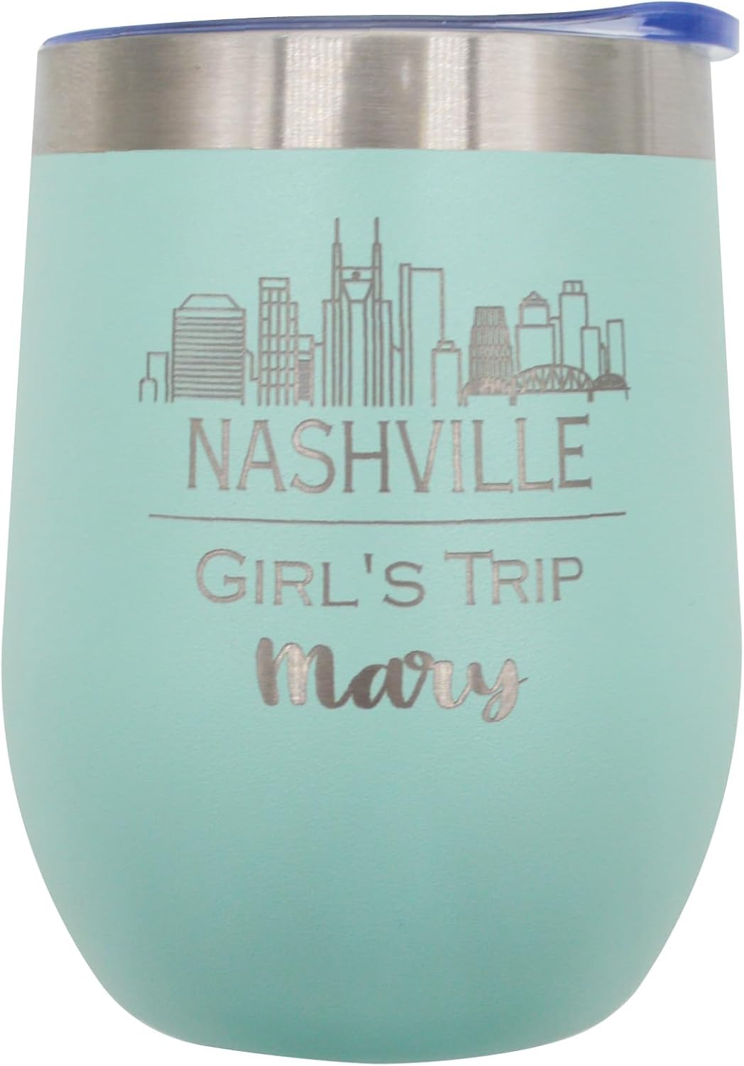 AVITO Personalized Nashville Tumbler - 12 oz Wine Tumbler with Lid - Laser Engraved - Vacuum Insulated - Stainless Steel - Girls Trip - Thank You Gifts - Nashville Bachelorette