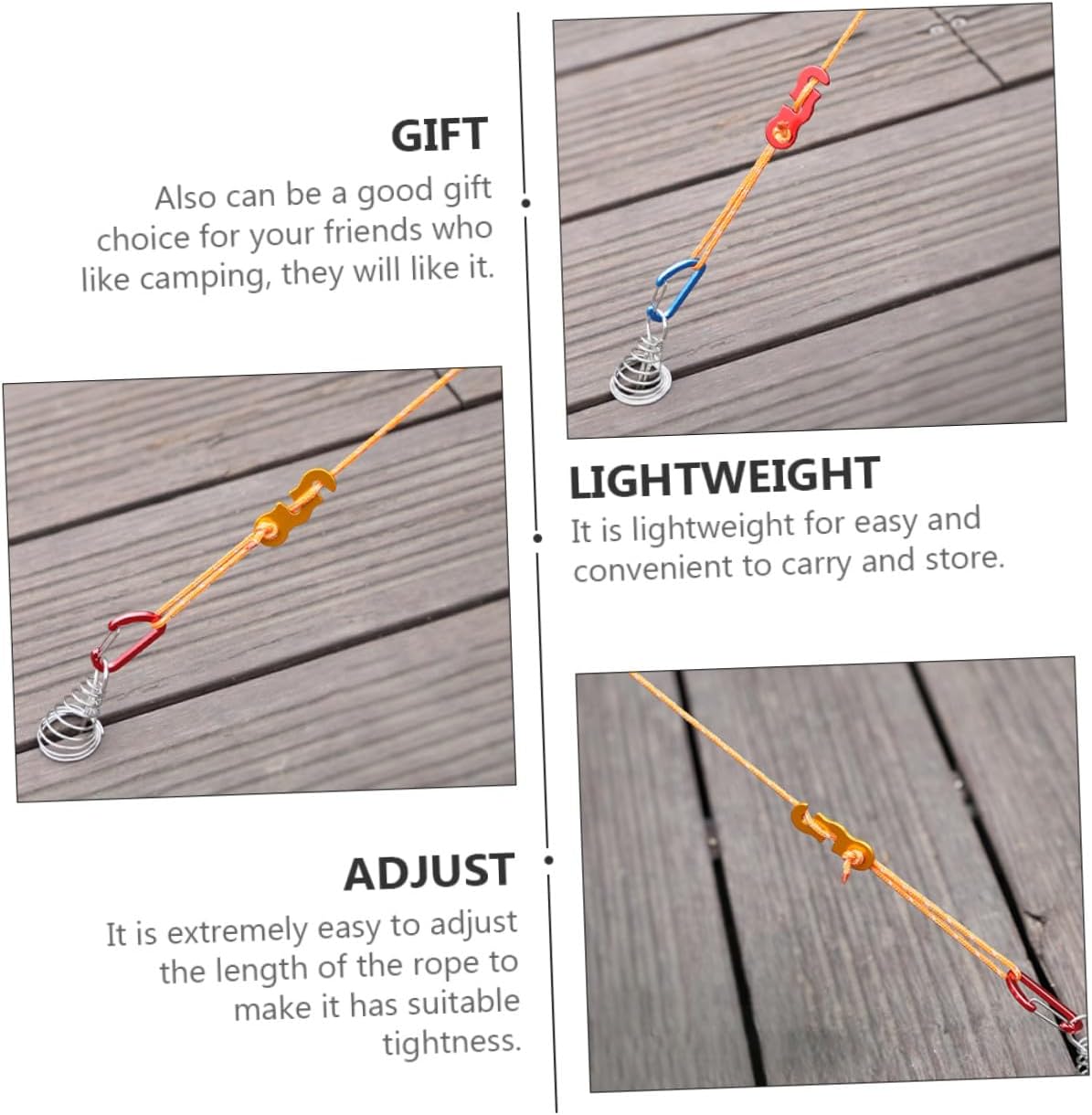 10Pcs Outdoor Aluminum Tent Rope Adjusters with Windproof Buckles Lightweight Camping Supplies for Tents Awnings and Canopy Shade Accessories Random Color Random Color
