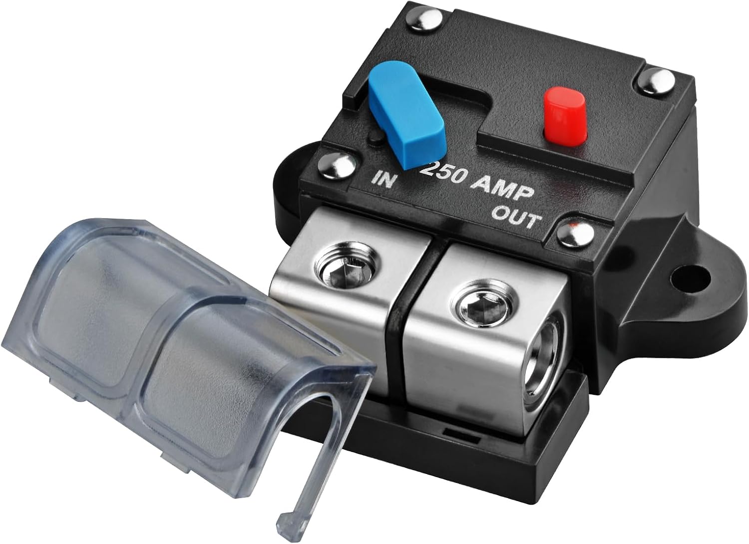 Circuit Breaker 250 AMP Car Audio Solar Energy Inline Circuit Breaker Fuse Inverter with Waterproof Cover for Motor Auto Car Marine Boat Bike Fuse Holders Inverter (250A)