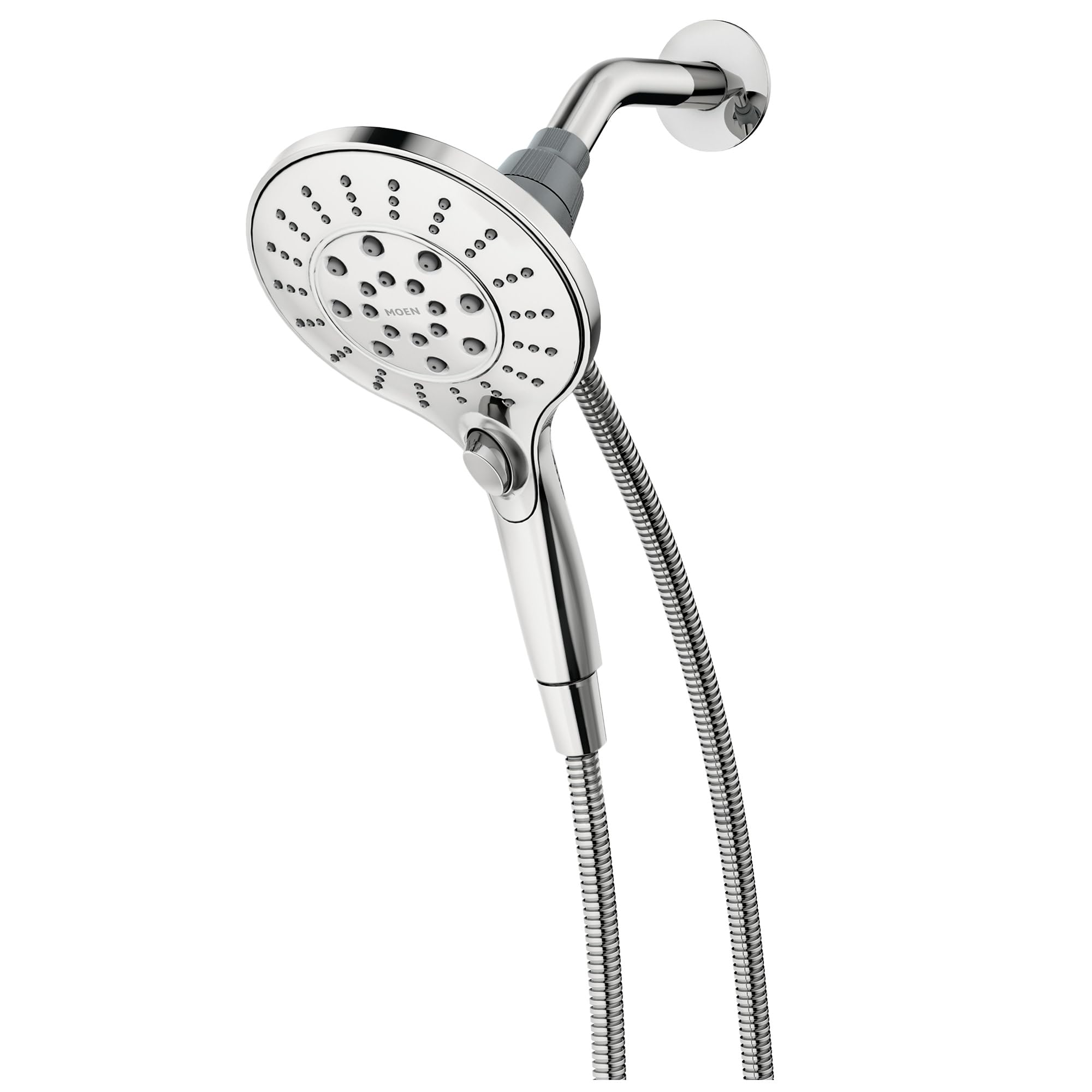 MoenEngage Chrome Magnetix Six-Function 5.5-Inch Wide Handheld Shower Head with Hose and Magnetic Docking System, 26112