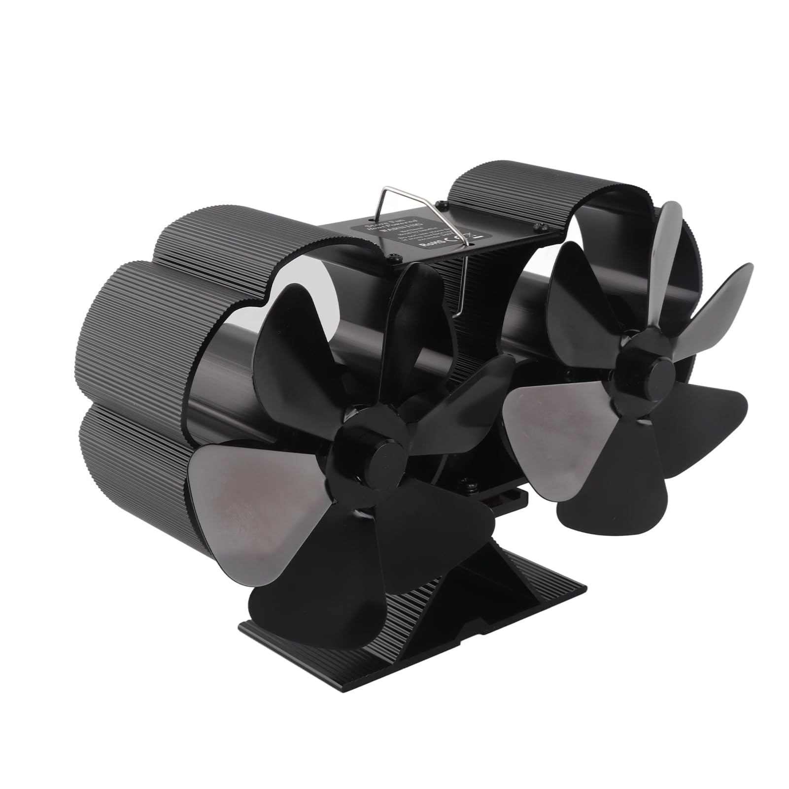 GLOGLOW Ventilador de Chimenea Floral de Doble Cabeza 180-220CFM 1400 Rpm, Funcionamiento Silencioso Accionado por Calor con 6 Aspas de Aluminio para Estufa de Leña y Carbón (Sin termómetro)