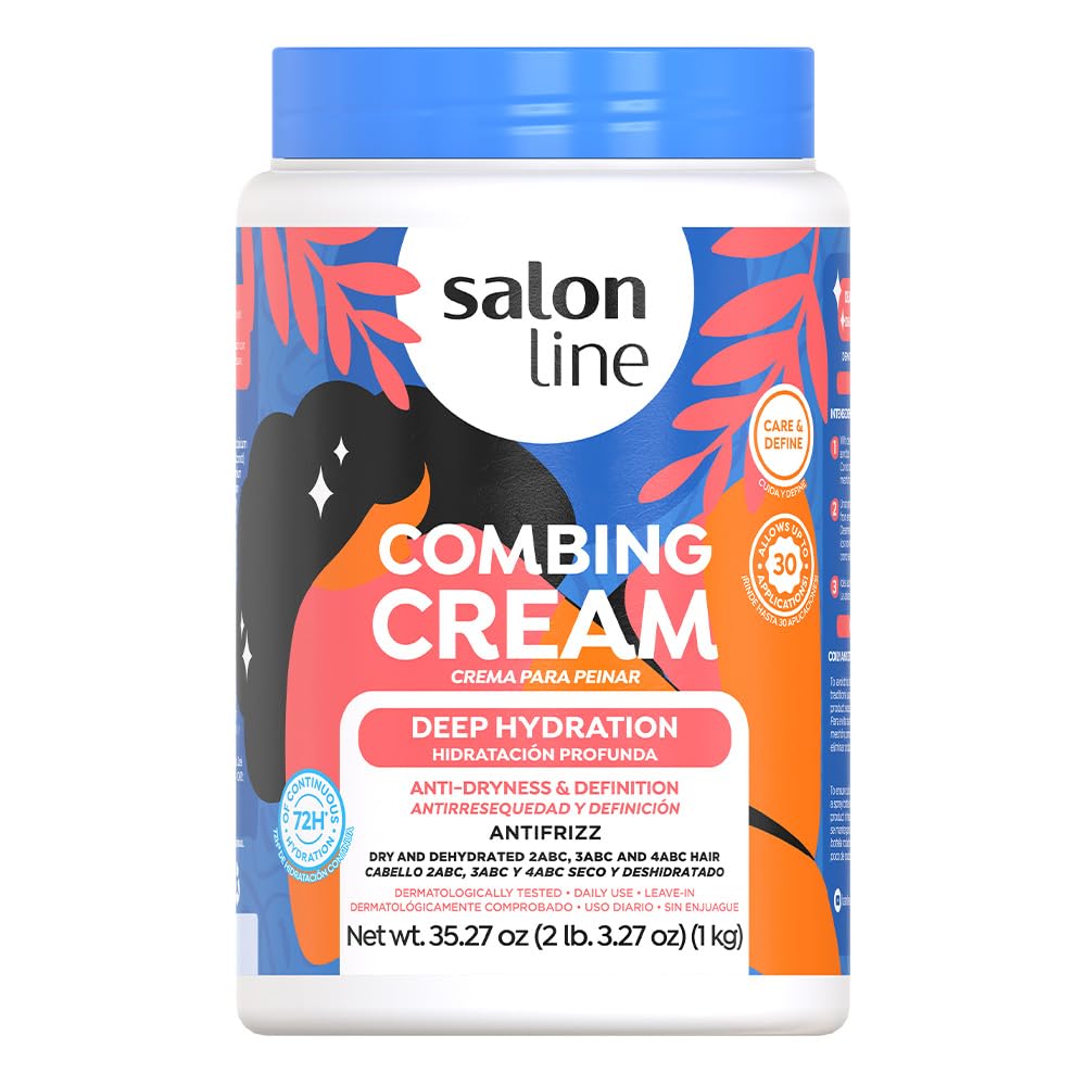 Salon Line, Hair Cream, Leave-In Cream, Deep Hydration, Vegan – Wavy Hair, Curly Hair & Coily Hair, 1 Kg