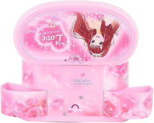 Vista 7 de Tbest Caja de música bailarina bailarina en forma de corazón Caja de almacenamiento con espejo para niñas (rosa) Cajita Musical Bailarina Rosa