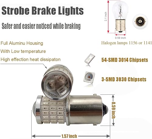 Miniatura 2 de iBrightstar Luces de freno intermitentes estroboscópicas intermitentes de 9-30 V 1156 1141 1003 BA15S bombillas LED con proyector de repuesto para