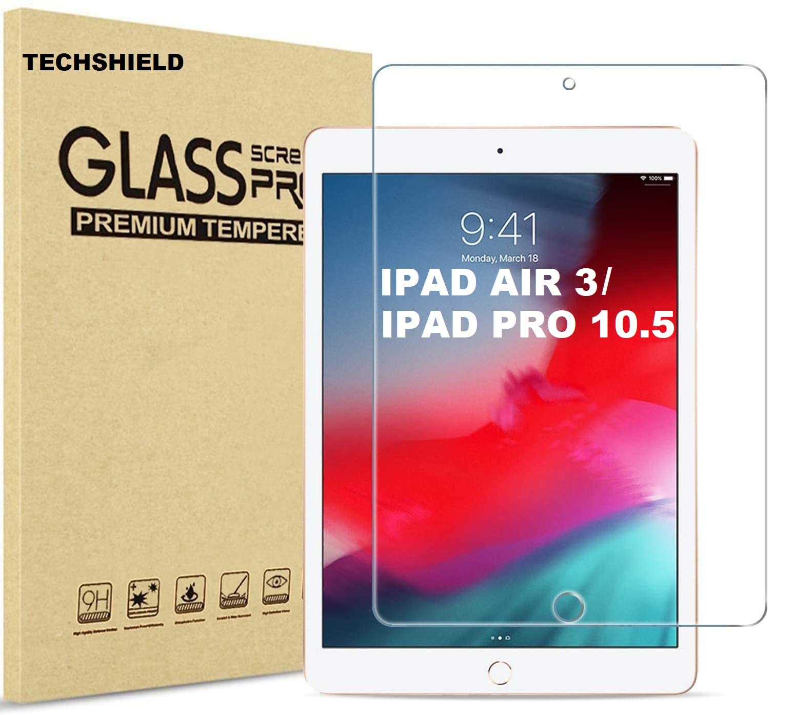 TECHSHIELD® Tempered Glass Screen Protector for iPad Air 3 (2019)/iPad Pro 10.5(2017) (10.5 inch) [Apple Pencil Compatible] (B09TT9M2H6) Amazon Price History, Amazon Price Tracker