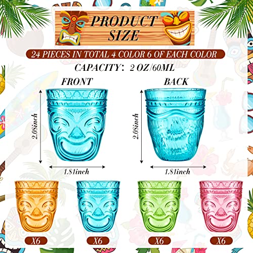 Irenare 24 Pcs Tiki Glasses Hawaiian Style Tiki Cups Plastic Tiki Mug Multicolor Tiki Bar Accessories Stackable Cocktail Party Shot Glasses Hold 2 Oz Luau Party Supplies For Drinking (Trendy) #TOP1