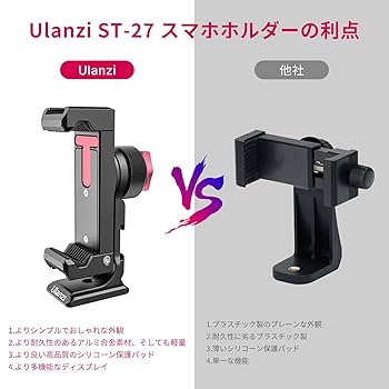 Amazon.co.jp: Ulanzi ST-27 三脚マウント スマホホルダー 全