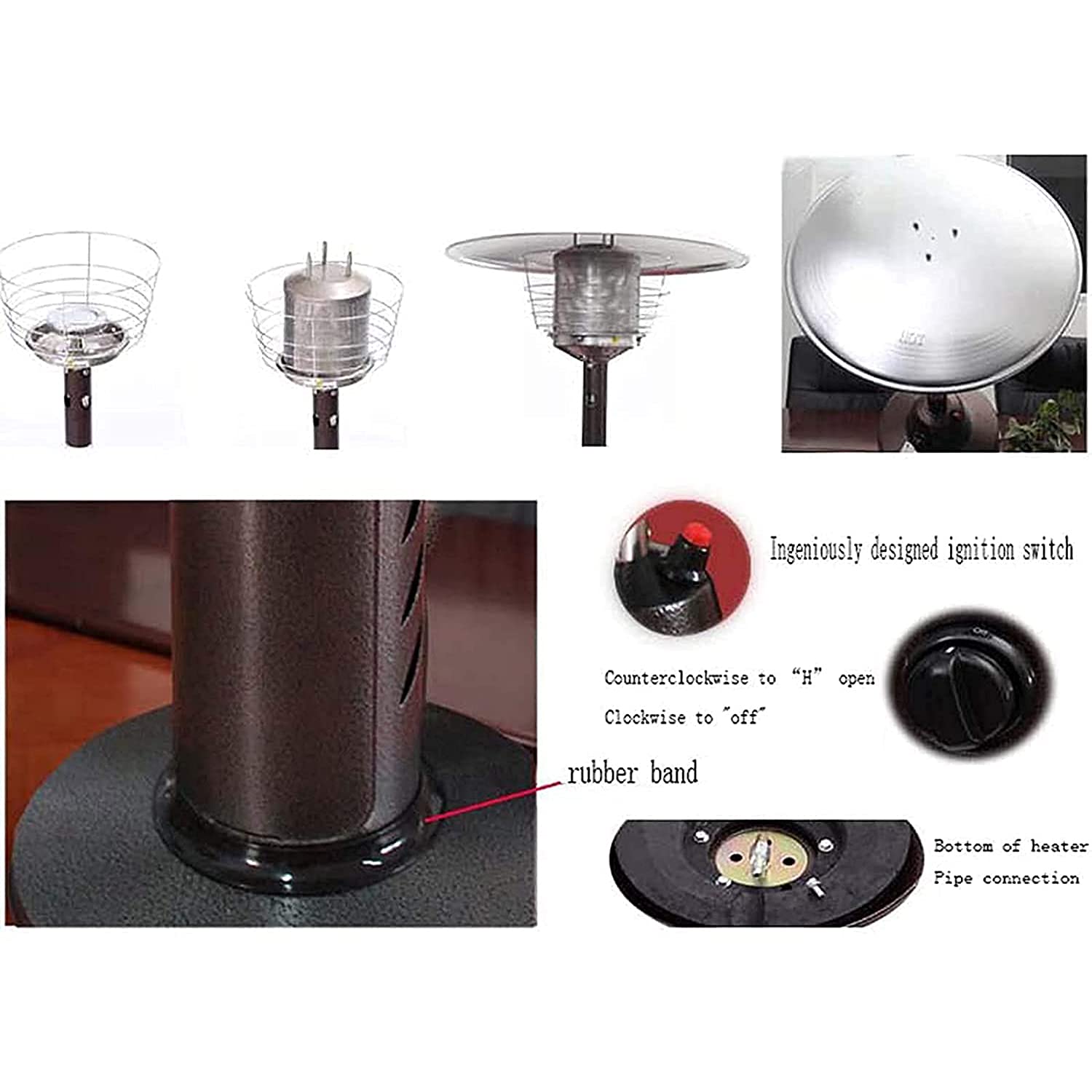 Calentador De Gas para Patio, Sombrilla De Mesa Calentador De Propano O Butano, Quemador Portátil De Acero Inoxidable para Exteriores, Bajo Consumo, para Camping En El Patio del Jardín