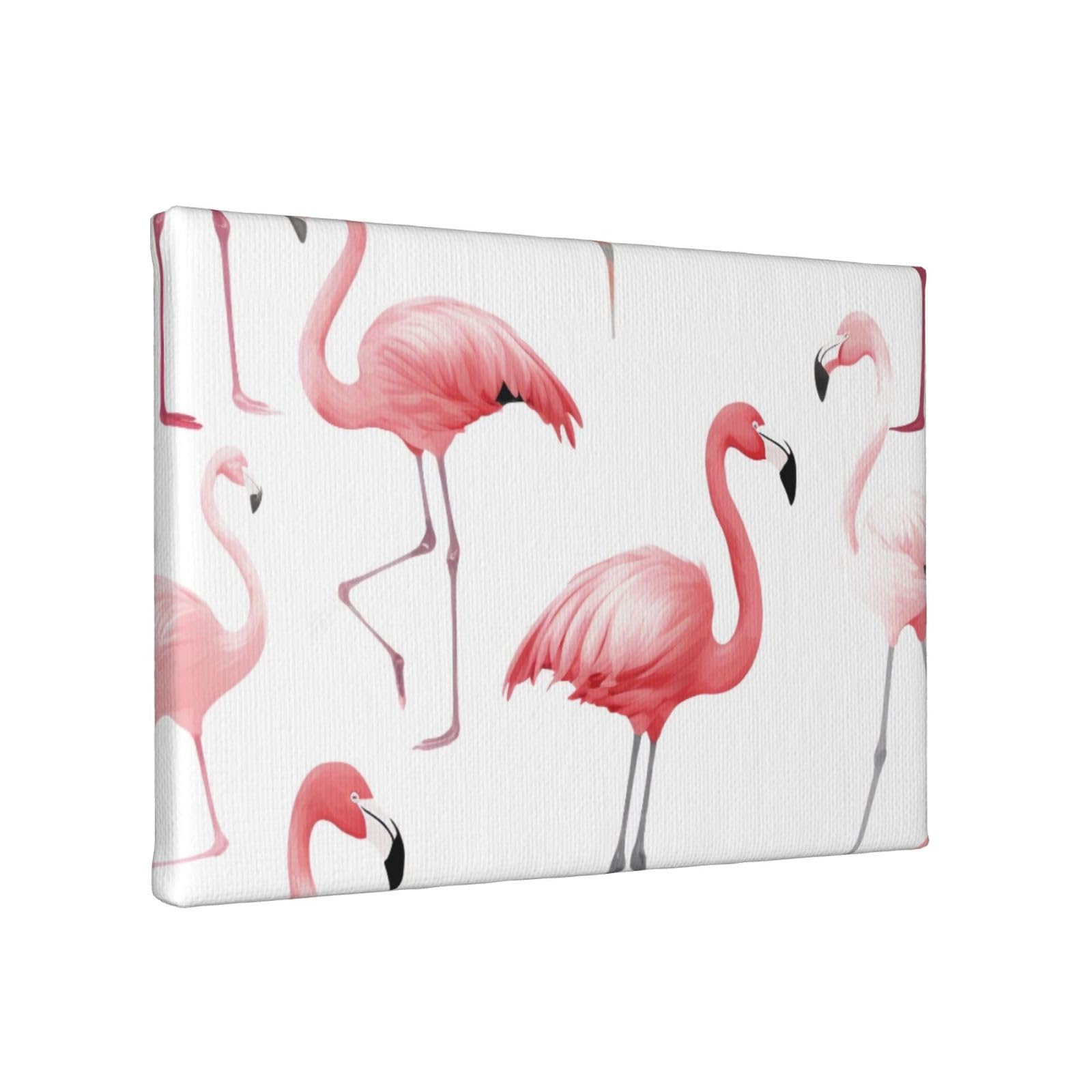 YKLJG Flamingos on white Printed Wall Art Canvas Painting 30x20 CM Wooden Framed Picture Painting Artwork Prints for Bedroom Kitchen Home Office Decor
