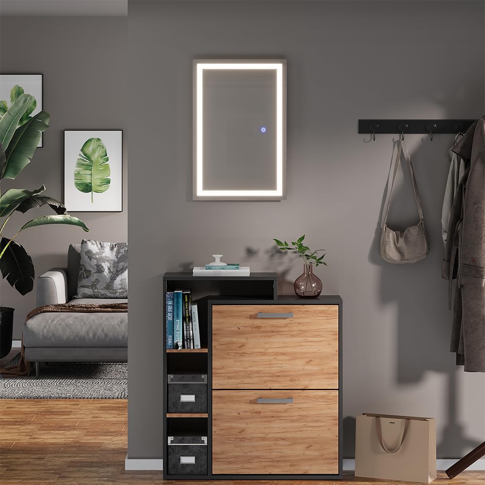 Vicco Specchio bagno Miral, Vetro, 60 x 40 cm con illuminazione frontale, per montaggio a parete con illuminazione LED integrata