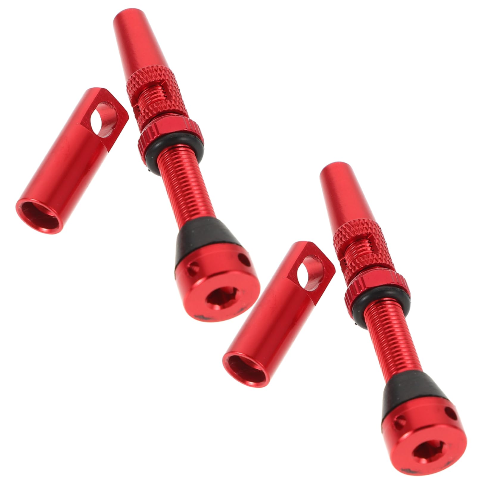 KESYOO 40mm Red French Tire Vacuum Valve Set Aluminum Alloy Valve Stem Replacement Kit for Tubeless Tires