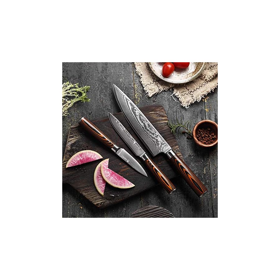 Jourmet-3PC-Damascus-Knife-Set-with-Japanese-VG10-Super-Steel-Core-Professional-67-layer-Handmade-PAKKA-Wood-Handle-with-SS-430-Bolster JOURMET 3PC Damascus Knife Set with Japanese VG10 Super Steel Core, Professional 67-layer Handmade PAKKA Wood Handle with S/S 430 Bolster