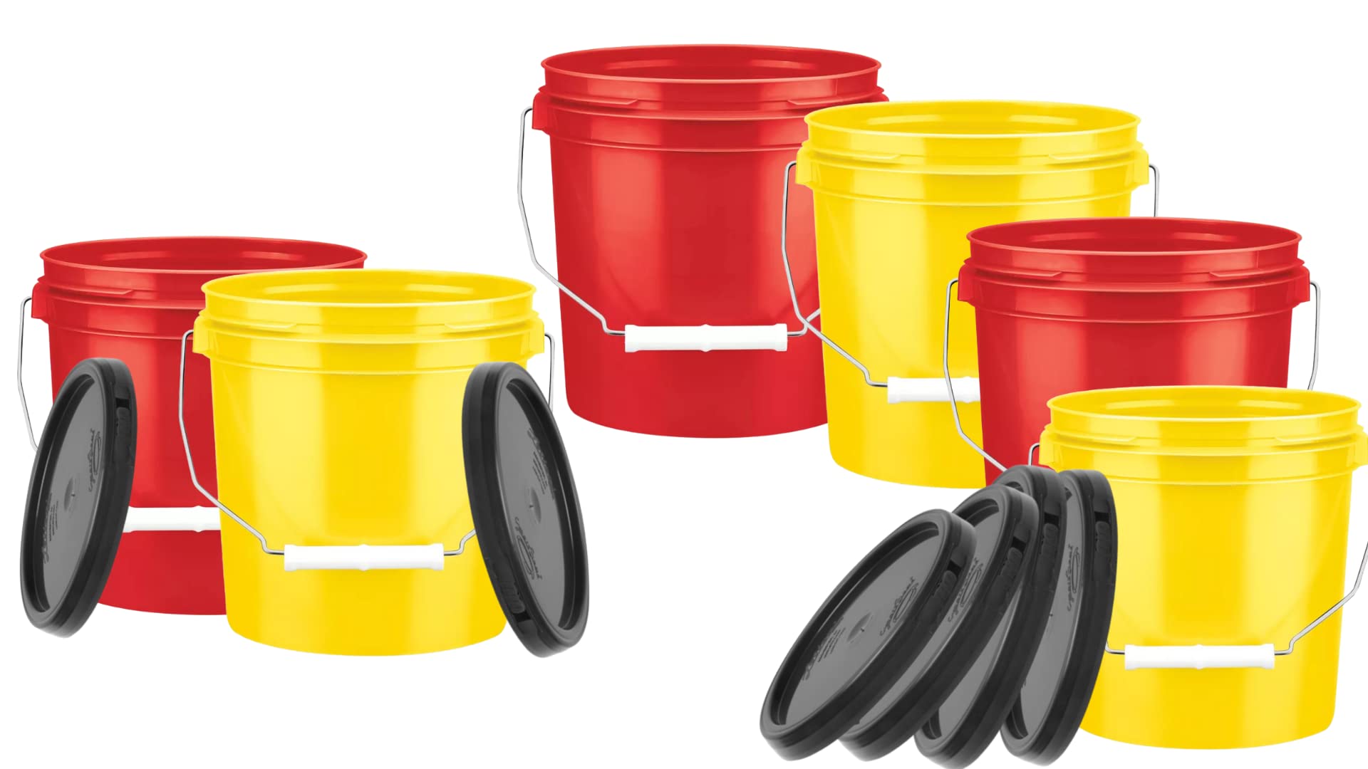 House Naturals 1 Gallon Food Grade BPA Free Bucket With Lid (Pack Of 5) – Made In USA, HDPE Plastic, Red