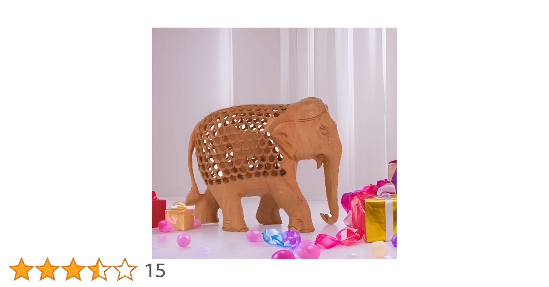 Amazon.co.jp: Purpledip 木製 Jali 彫刻象 ショーピース インド