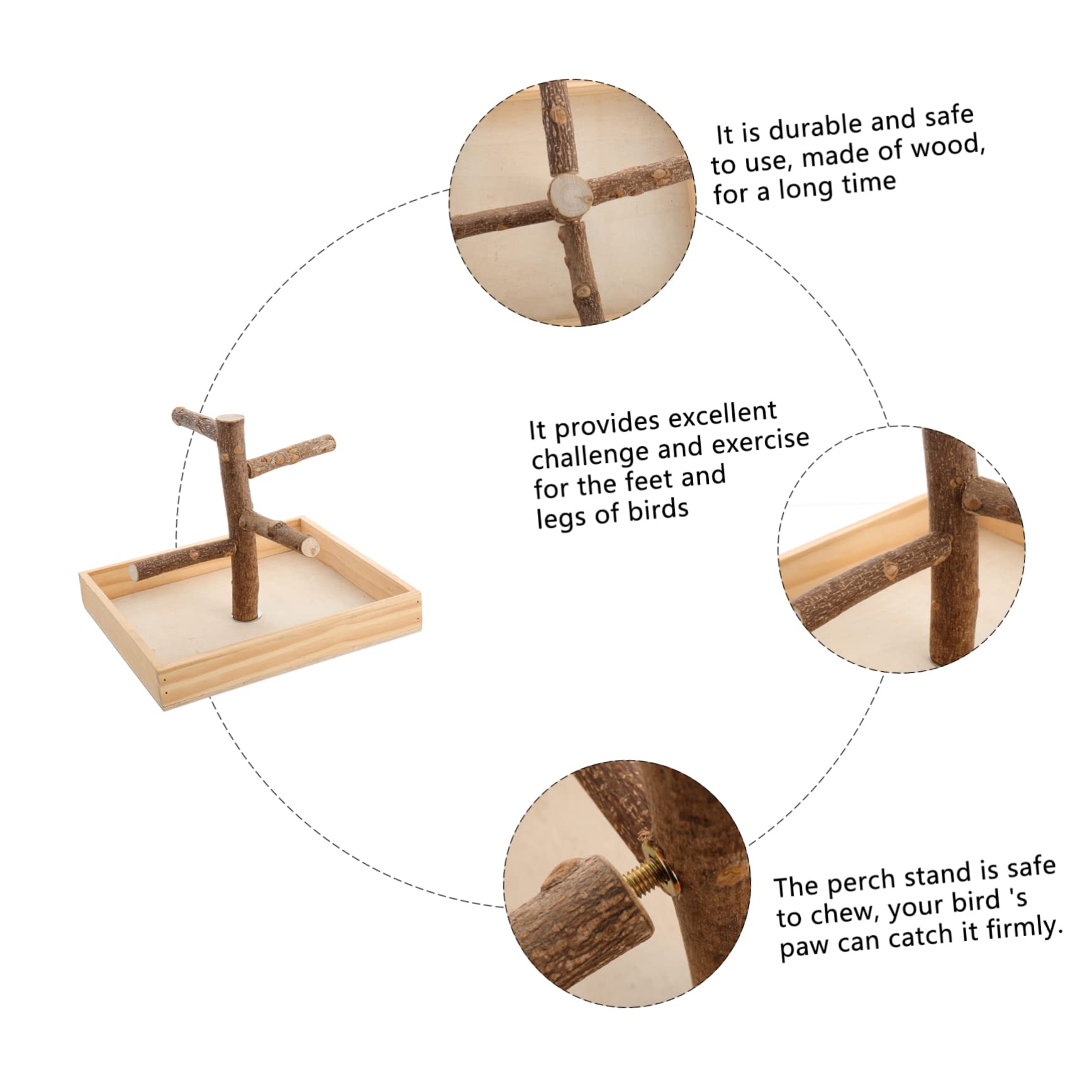 Toddmomy Soporte para Perchas De Pájaros De Madera, De Juego para Pájaros Pequeño, Entrenamiento Portátil para Loros, Soporte De Juego Seguro para Agapornis y Periquitos