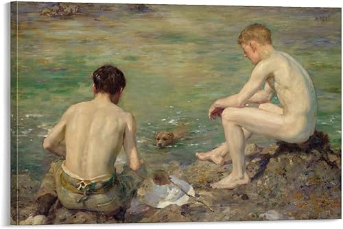 Henry Scott Tuke - Póster decorativo de tres compañeros, lienzo para pared, sala de estar, dormitorio, 20 x 30 pulgadas (19.7 x 29.5 in)