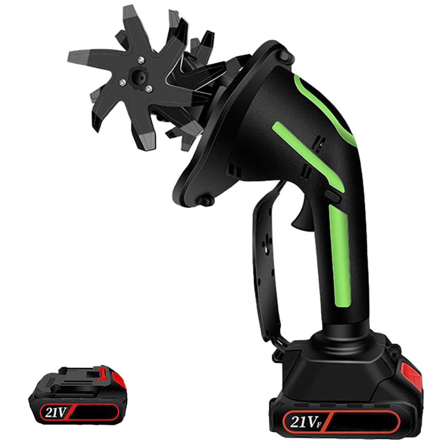 Mini Coltivatore A Batteria 21v, Motozappa Elettrico Da Giardino Con 2 Batterie E Asta Lunga, Diserbo Manuale Con Micro Motozappa, 235 Giri/min, Larghezza E Profondità Di Lavorazione 10 Cm 2Battery
