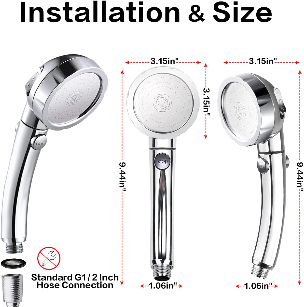 Nose Shower, High Prure Handheld Shower Head with ON/Off Pause Switch