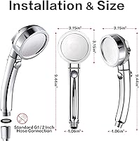 Vista 6 de Nosame Ducha, cabezal de ducha de mano de alta presión con interruptor de pausa de encendido/apagado, 3 ajustes, cabezal de ducha de ahorro de agua